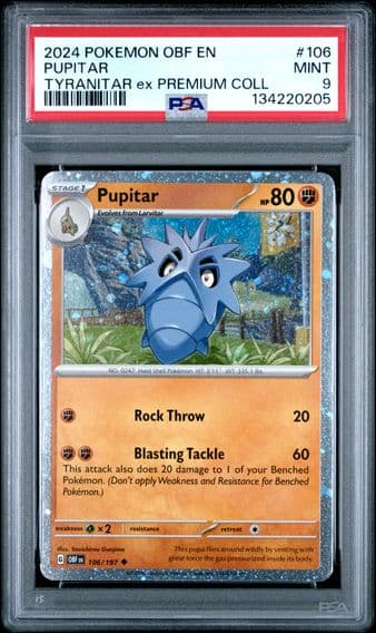 2024 #106 Pupitar PSA 9 Obf EN-Obsidian Flames Pokemon