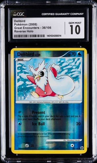 2008 #36 Delibird CGC 10 Gem Mint Pokemon Great Encounters | Reverse Holo
