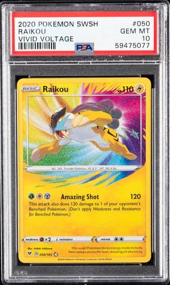 2020 #050 Raikou PSA 10 Sword & Shield Vivid Voltage Pokemon