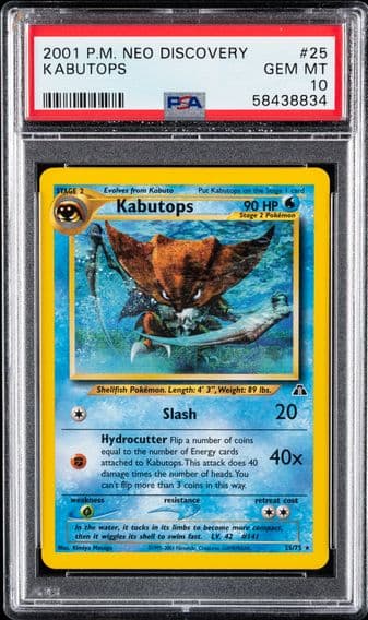 2001 #25 Kabutops PSA 10 Neo Discovery Pokemon