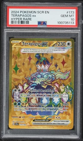 2024 #173 Terapagos EX PSA 10 Scr EN-Stellar Crown Pokemon