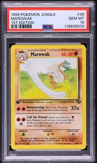 1999 #39 Marowak 1st Edition PSA 10 Jungle Pokemon