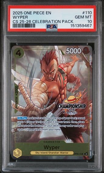 2025 #110 Wyper PSA 10 One Piece Championship 2025-26 Celebration Pack