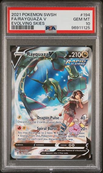 2021 #194 Full Art/Rayquaza V PSA 10 Sword & Shield Evolving Skies Pokemon
