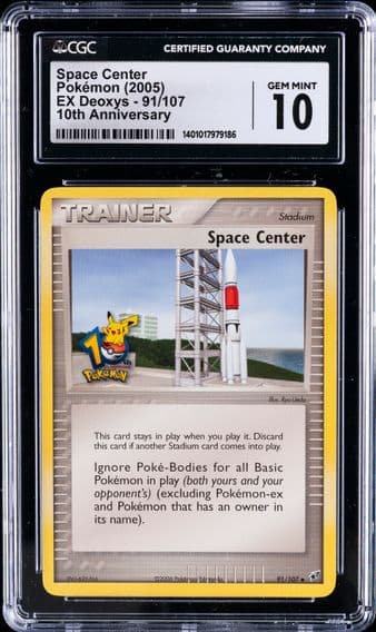 2005 #91 Space Center CGC 10 Gem Mint Pokemon | EX Deoxys 10th Anniversary