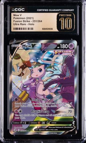 2021 #251 Full Art/Mew V CGC 10 Pristine Sword & Shield Fusion Strike Pokemon