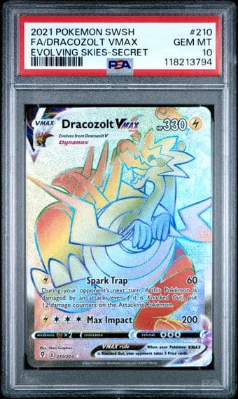 2021 #210 Full Art/Dracozolt Vmax PSA 10 Sword & Shield Evolving Skies Pokemon