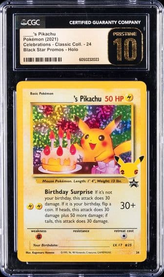 2021 #24 Birthday Pikachu-Holo CGC 10 Pristine Celebrations Classic Collection Pokemon