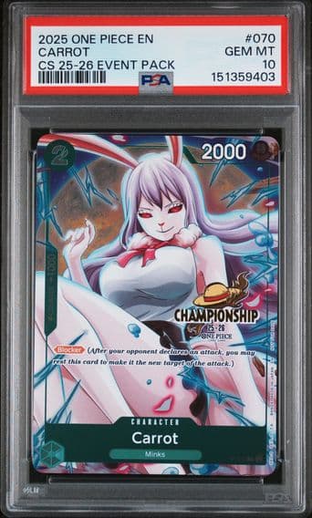 2025 #070 Carrot PSA 10 One Piece Championship 2025-26 Event Pack