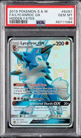 2019 #SV67 Full Art/Lycanroc GX PSA 10 Sun & Moon Hidden Fates Pokemon