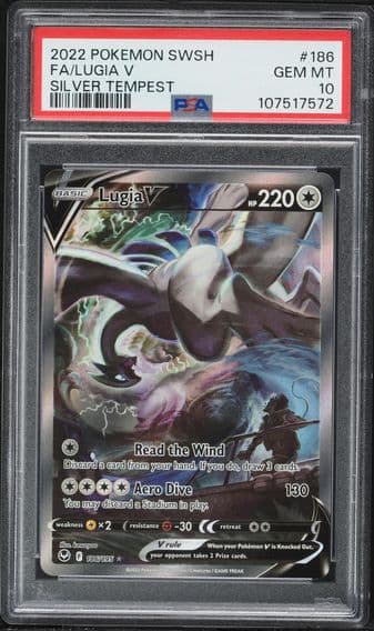 2022 #186 Full Art/Lugia V PSA 10 Sword & Shield Silver Tempest Pokemon