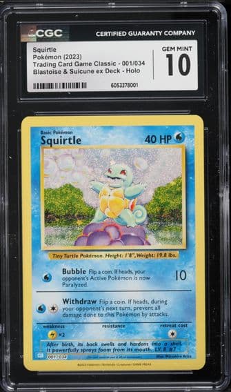 2023 #001 Squirtle CGC 10 Clb-Trading Card Game Classic Blastoise & Suicune EX Deck Pokemon