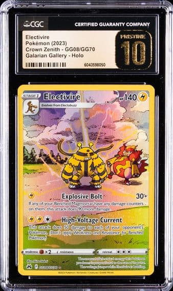 2023 #GG08 Full Art/Electivire CGC 10 Pristine Sword and Shield Crown Zenith Pokemon