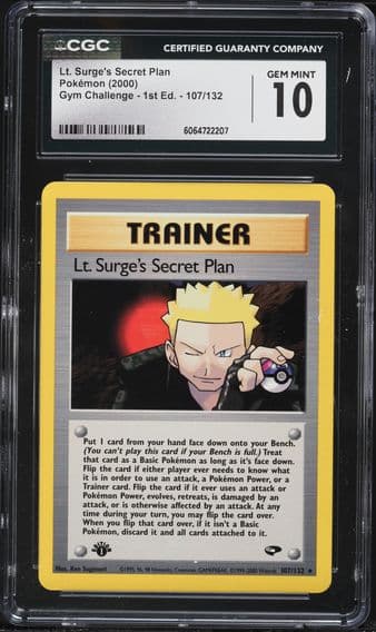 2000 #107 LT. Surge's Secret Plan 1st Edition CGC 10 Gym Challenge Pokemon
