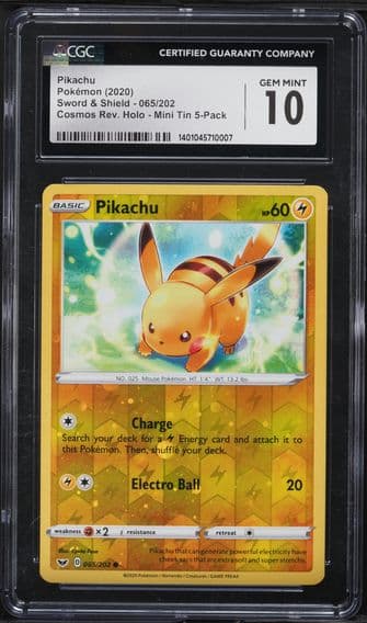 2020 #065 Pikachu CGC 10 Sword & Shield - English Pokemon