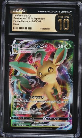 2021 #003 Full Art/Leafeon Vmax CGC 10 Pristine Japanese Sword & Shield Eevee Heroes Pokemon