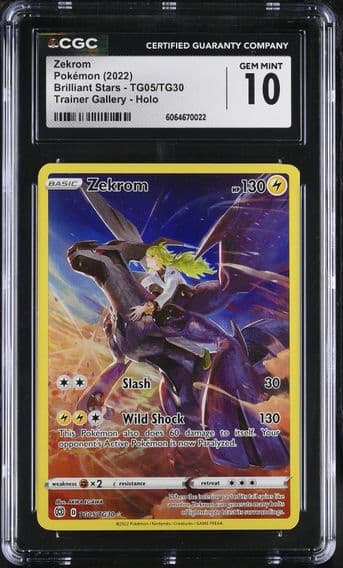 2022 #TG05 Brilliant Stars - English Zekrom Trainer Gallery Holo CGC 10 Pokemon