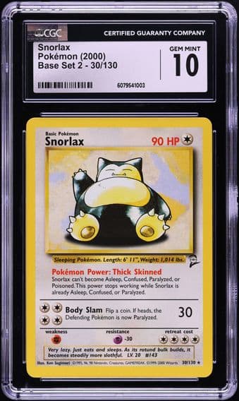 2000 #30 Snorlax CGC 10 Game Base II Pokemon