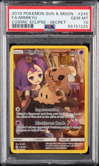 2019 #245 Full Art/Mimikyu PSA 10 Sun & Moon Cosmic Eclipse Pokemon