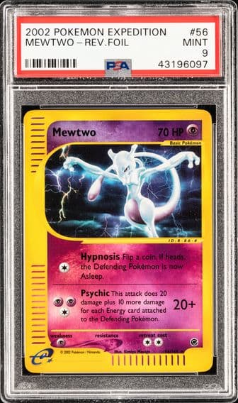 2002 #56 MEWTWO-REVERSE FOIL PSA 9 POKEMON EXPEDITION
