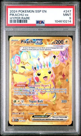 2024 #247 PIKACHU EX PSA 9 POKEMON SSP EN-SURGING SPARKS | HYPER RARE