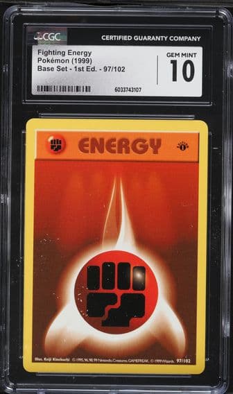 1999 #97 Fighting Energy 1st Edition CGC 10 Game Pokemon