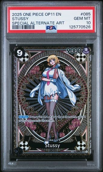 2025 #085 Stussy Special Alternate Art PSA 10 OP11-A Fist of Divine Speed One Piece
