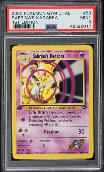 2000 #58 GYM CHALLENGE 1ST EDITION SABRINA'S KADABRA PSA 9 POKEMON