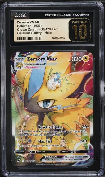 2023 #GG42 Full Art/Zeraora Vmax CGC 10 Pristine Sword and Shield Crown Zenith Pokemon