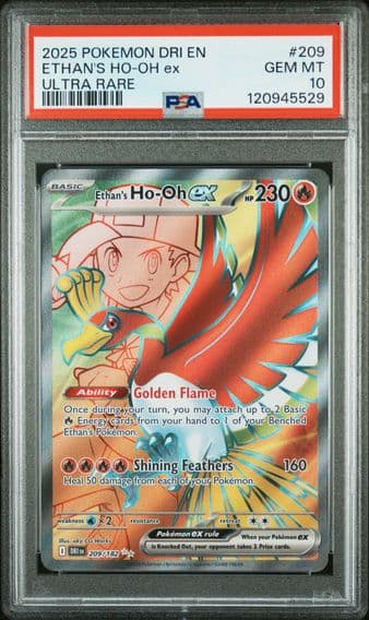 2025 #209 Ethan's HO-Oh EX PSA 10 Dri EN-Destined Rivals Pokemon