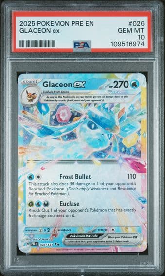 2025 #026 Glaceon EX PSA 10 Pre EN-Prismatic Evolutions Pokemon