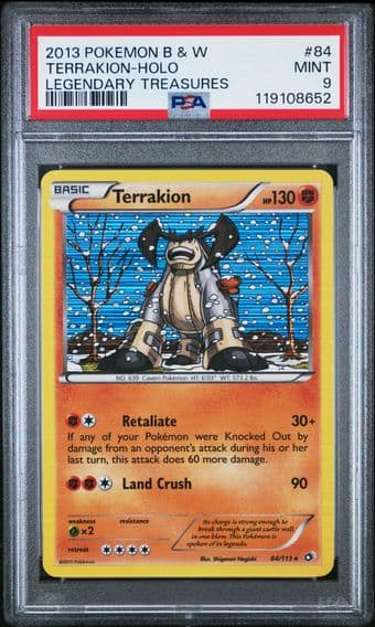 2013 #84 Terrakion-Holo PSA 9 Black & White Legendary Treasures Pokemon