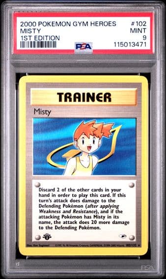 2000 #102 Misty 1st Edition PSA 9 Gym Heroes Pokemon