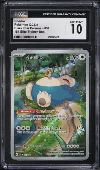 2023 #51 SV 151 BLACK STAR PROMO ETB SNORLAX CGC 10 POKEMON