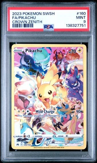 2023 #160 Full Art/Pikachu PSA 9 Sword and Shield Crown Zenith Pokemon
