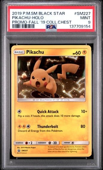 2019 #SM227 Pikachu-Holo PSA 9 SM Black Star Promo Pokemon