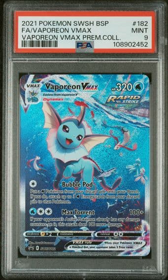 2021 #182 Full Art/Vaporeon Vmax PSA 9 Swsh Black Star Promo Pokemon