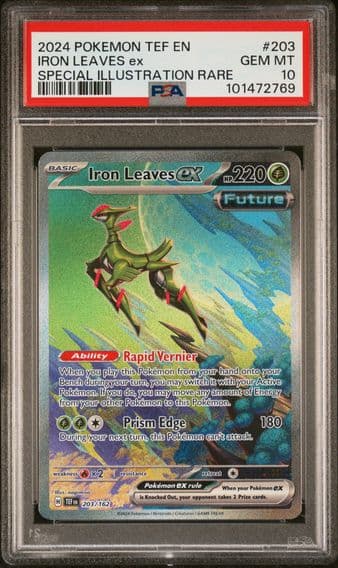 2024 #203 Iron Leaves EX PSA 10 Tef EN-Temporal Forces Pokemon