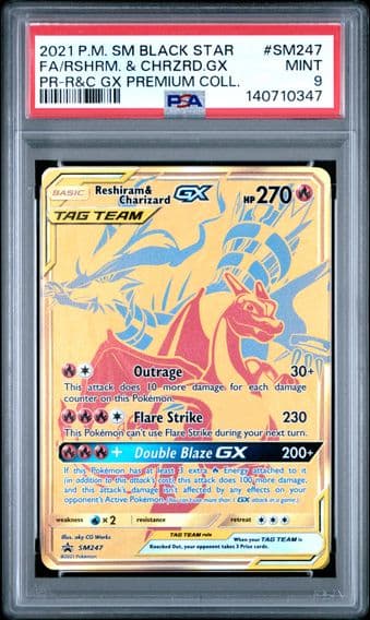 2021 #SM247 Full Art/Reshiram & Charizard GX PSA 9 SM Black Star Promo Pokemon