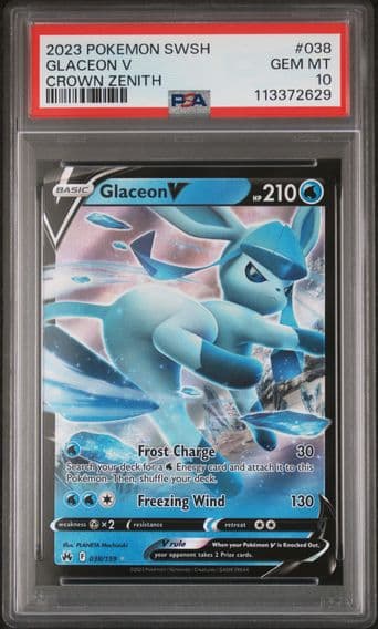 2023 #038 Glaceon V PSA 10 Sword and Shield Crown Zenith Pokemon