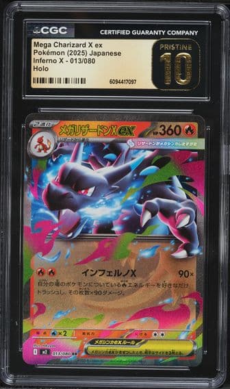 2025 #13 Japanese Mega Inferno X Holo Mega Charizard X ex CGC 10 Pristine Pokemon