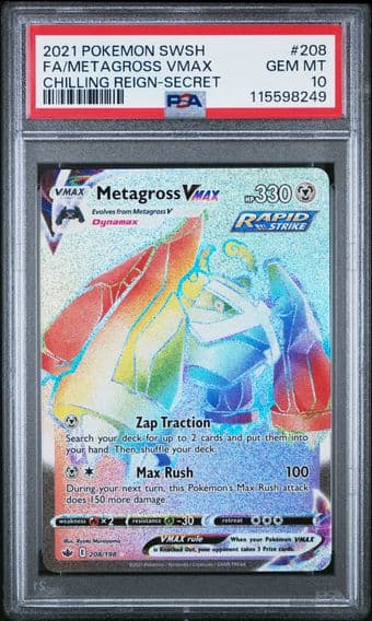 2021 #208 Full Art/Metagross Vmax PSA 10 Sword & Shield Chilling Reign Pokemon
