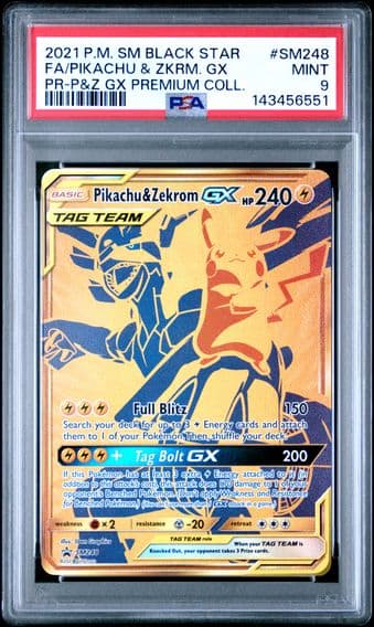 2021 #SM248 Full Art/Pikachu & Zekrom GX PSA 9 SM Black Star Promo Pokemon