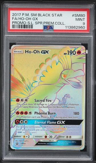 2017 #SM80 Full Art/HO-Oh GX PSA 9 SM Black Star Promo Pokemon
