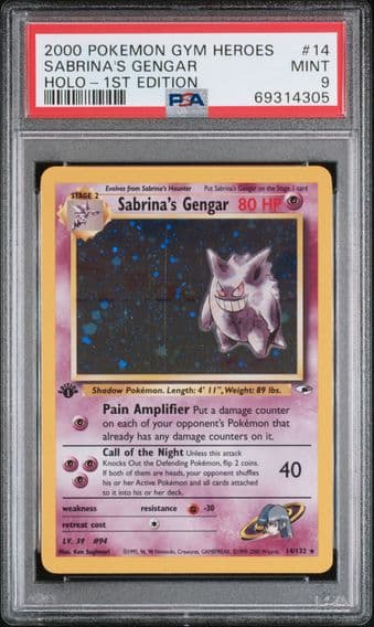 2000 #14 Sabrina's Gengar Holo-1st Edition PSA 9 Gym Heroes Pokemon