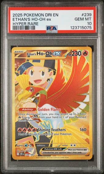 2025 #239 Ethan's HO-Oh EX PSA 10 Dri EN-Destined Rivals Pokemon