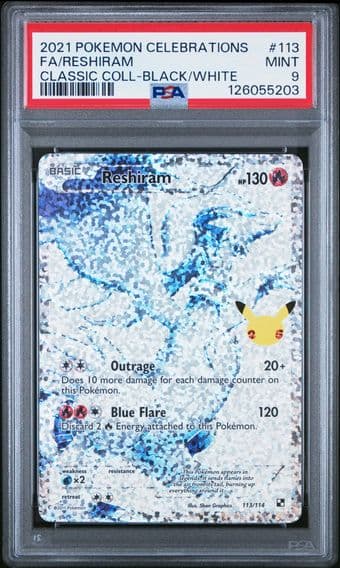 2021 #113 Full Art/Reshiram PSA 9 Celebrations Classic Collection