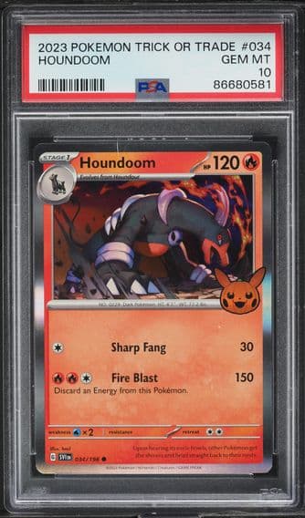 2023 #34 SCARLET & VIOLET TRICK OR TRADE HOLO HOUNDOOM PSA 10 POKEMON