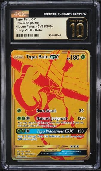 2019 #SV91 Full Art/Tapu Bulu GX CGC 10 Pristine Sun & Moon Hidden Fates Pokemon