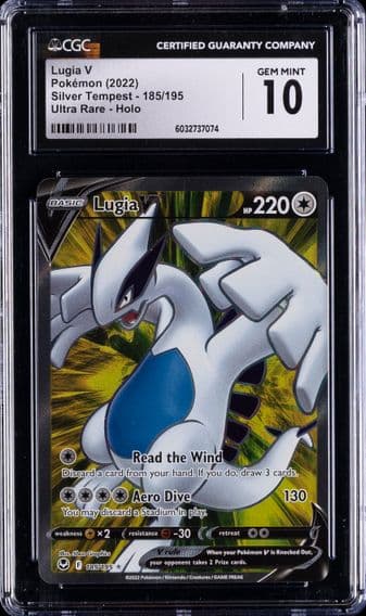 2022 #185 Full Art/Lugia V CGC 10 Sword & Shield Silver Tempest Pokemon